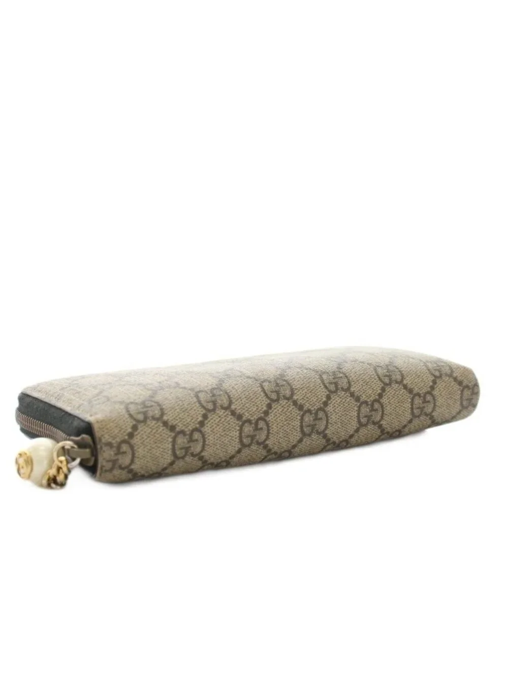 ★SOLD★ Gucci Wallet Zip Around Coin Purse GG Pattern Supreme Leather Pearl Beige - Picture 4 of 9